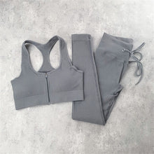 Load image into Gallery viewer, Seamless Yoga Set Women Zippers Long Sleeve Crop Shirt High Waist Legging Workout Outfit Run Fitness Gym Clothes Athletic Suits