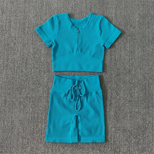 Load image into Gallery viewer, Seamless Yoga Set Women Zippers Long Sleeve Crop Shirt High Waist Legging Workout Outfit Run Fitness Gym Clothes Athletic Suits