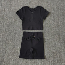 Load image into Gallery viewer, Seamless Yoga Set Women Zippers Long Sleeve Crop Shirt High Waist Legging Workout Outfit Run Fitness Gym Clothes Athletic Suits