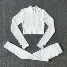 Load image into Gallery viewer, Seamless Yoga Set Women Zippers Long Sleeve Crop Shirt High Waist Legging Workout Outfit Run Fitness Gym Clothes Athletic Suits