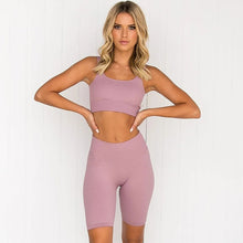 Load image into Gallery viewer, Seamless Sport Set Women Bra And Short Pants Sportswear 2 Piece Workout Outfit Active Fitness Suit Yoga Gym Sets Gym Clothes
