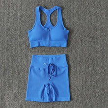 Load image into Gallery viewer, Seamless Yoga Set Women Zippers Long Sleeve Crop Shirt High Waist Legging Workout Outfit Run Fitness Gym Clothes Athletic Suits
